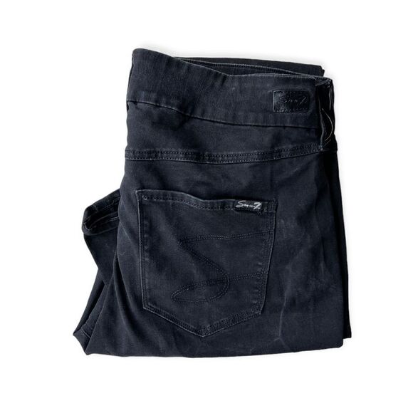 Womens Seven7 Seven Mid Rise Black Skinny Raw Hem Jeans - Sz 14 - Picture 2 of 2